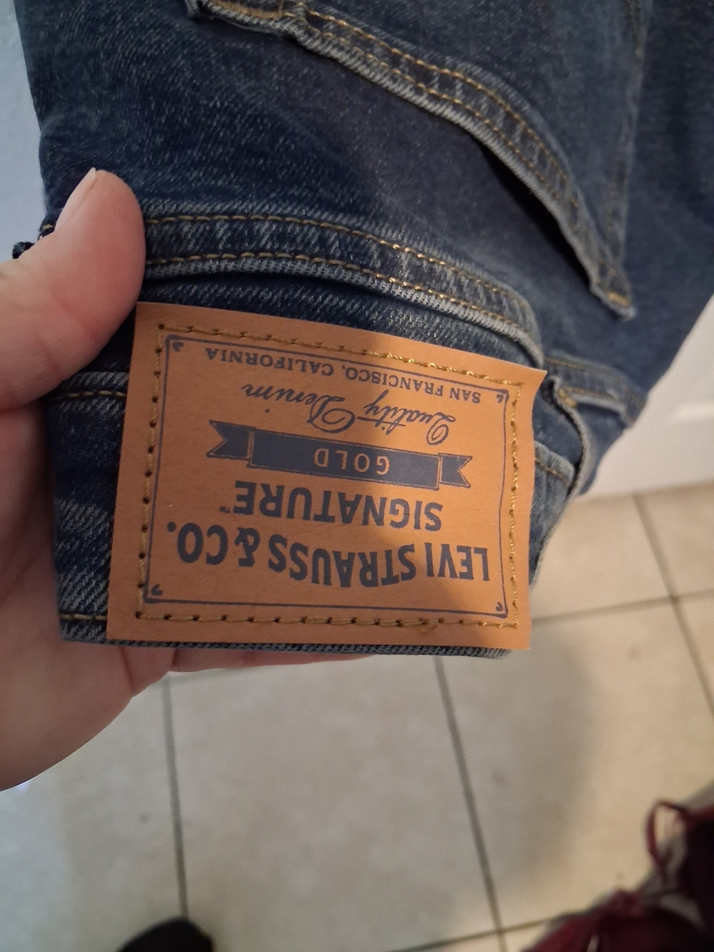 Levi's Men's Slim Dark Blue Denim Jeans with Tan Leather Patch